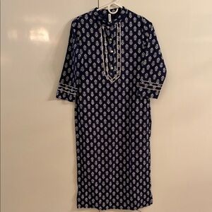 Navy Blue Printed Dress